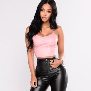 Fashion Nova Kiki pink pleather crop top